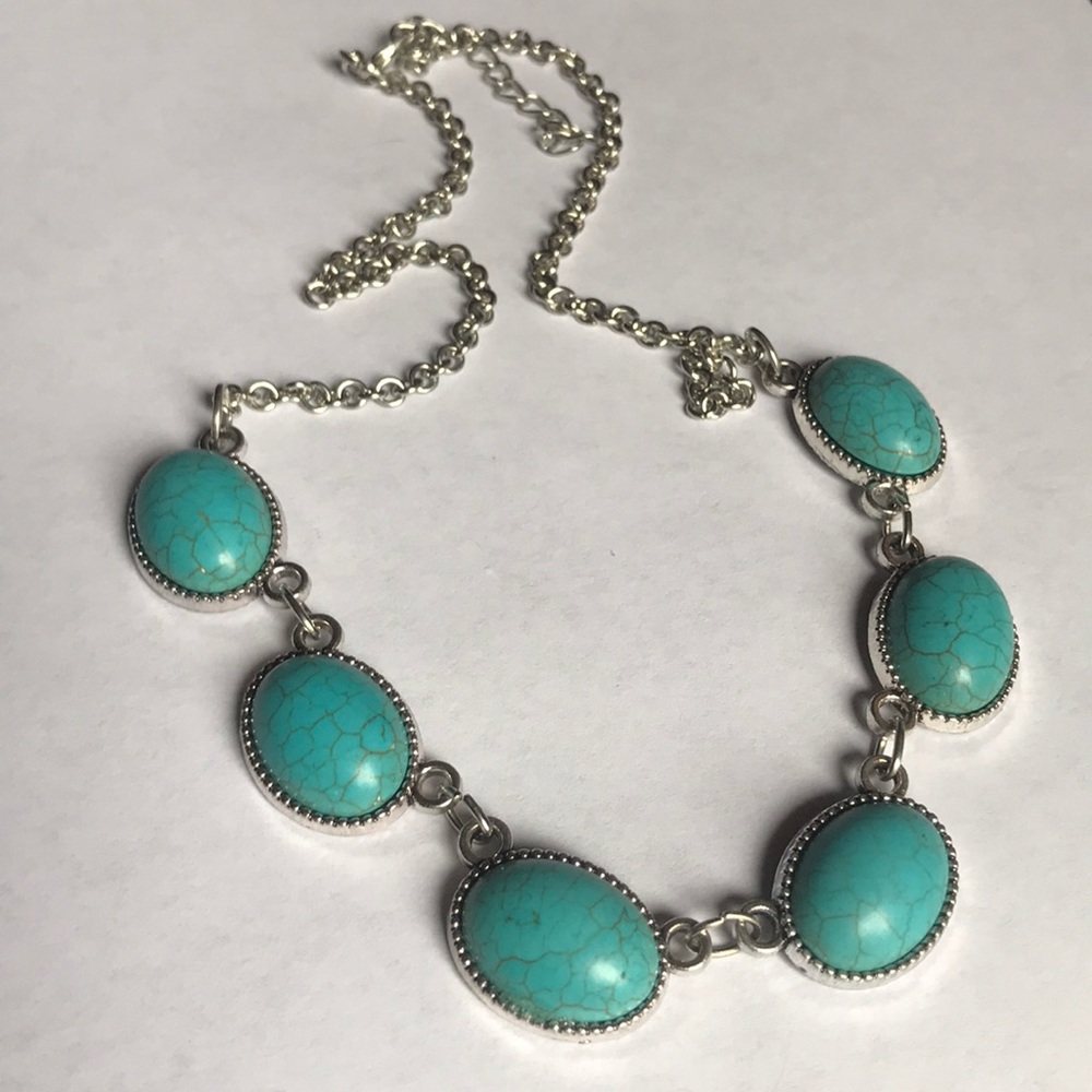 Teal and silver necklace